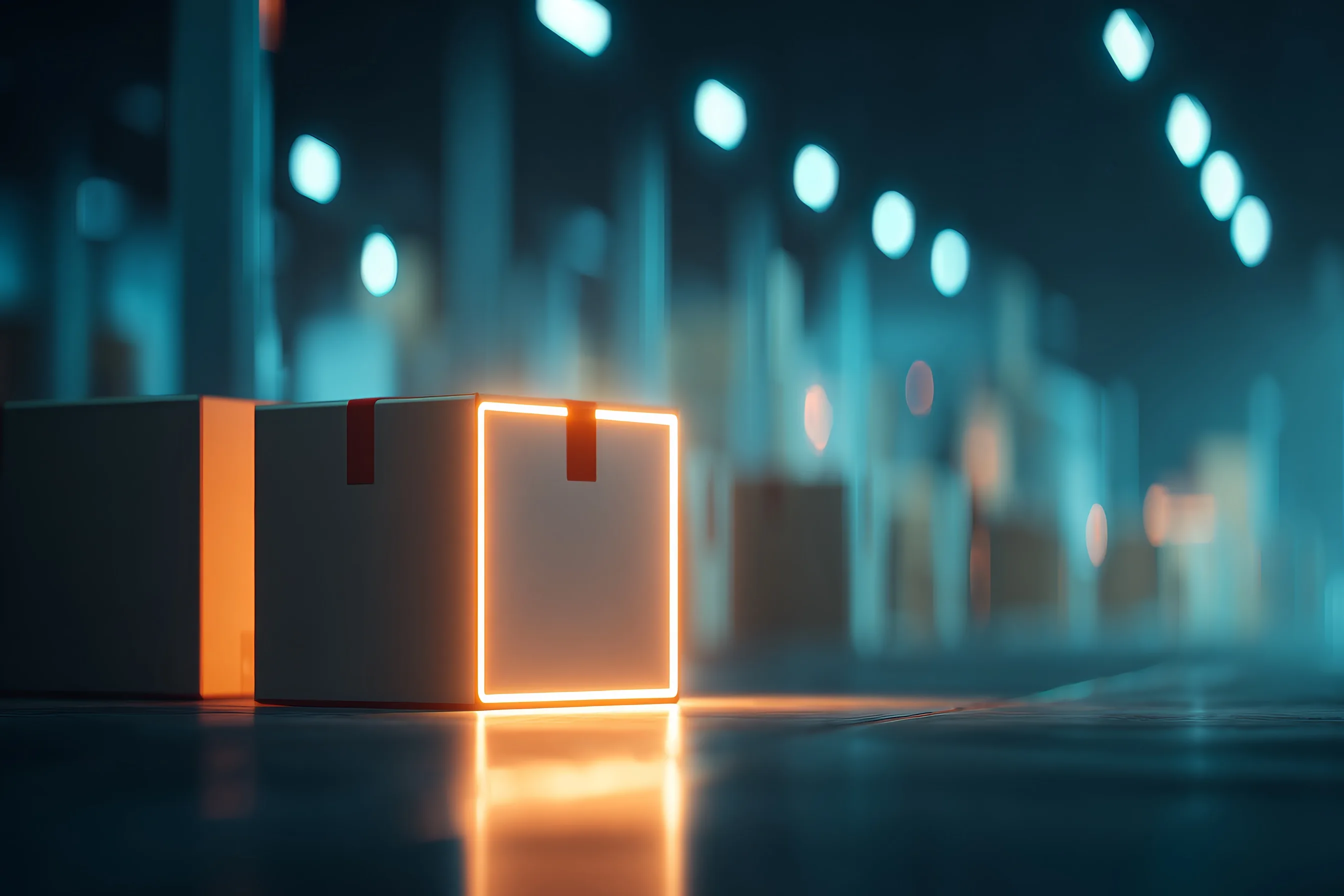 Logistikhalle mit warmem Licht